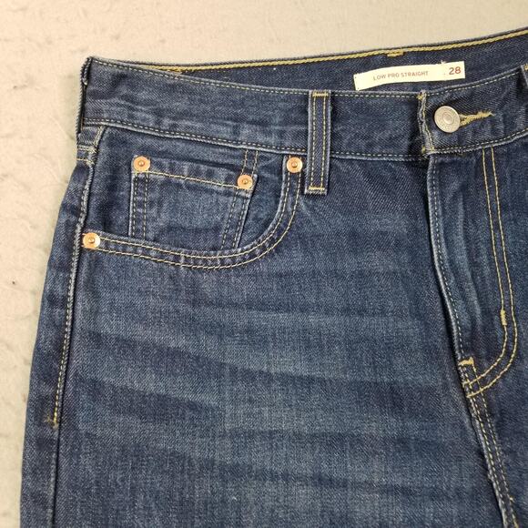 Levis Jeans Womens 28 Blue Low Pro Straight 100% Cotton Red Tab Denim Zip Fly - Picture 3 of 15